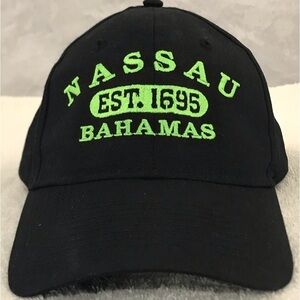 KC for Nassau Bahamas on Black Adjustable Cotton Travel & Beach Baseball Cap